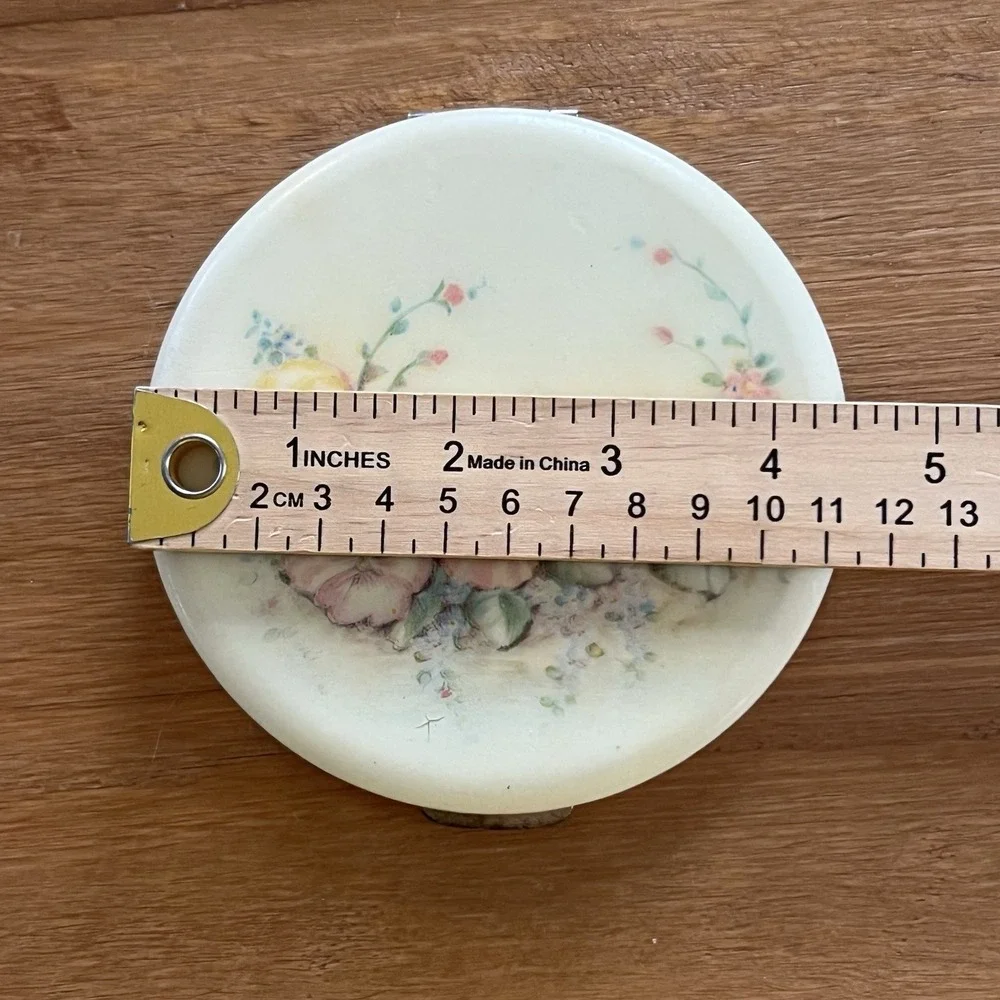Vintage 1940s Floral Powder Makeup Compact Case Mirror Pansy Vanity Collectable